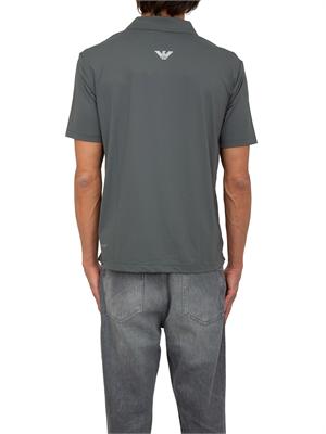 Polo uomo EA7 Emporio Armani in cotone stretch grigio con logo in UOMO
