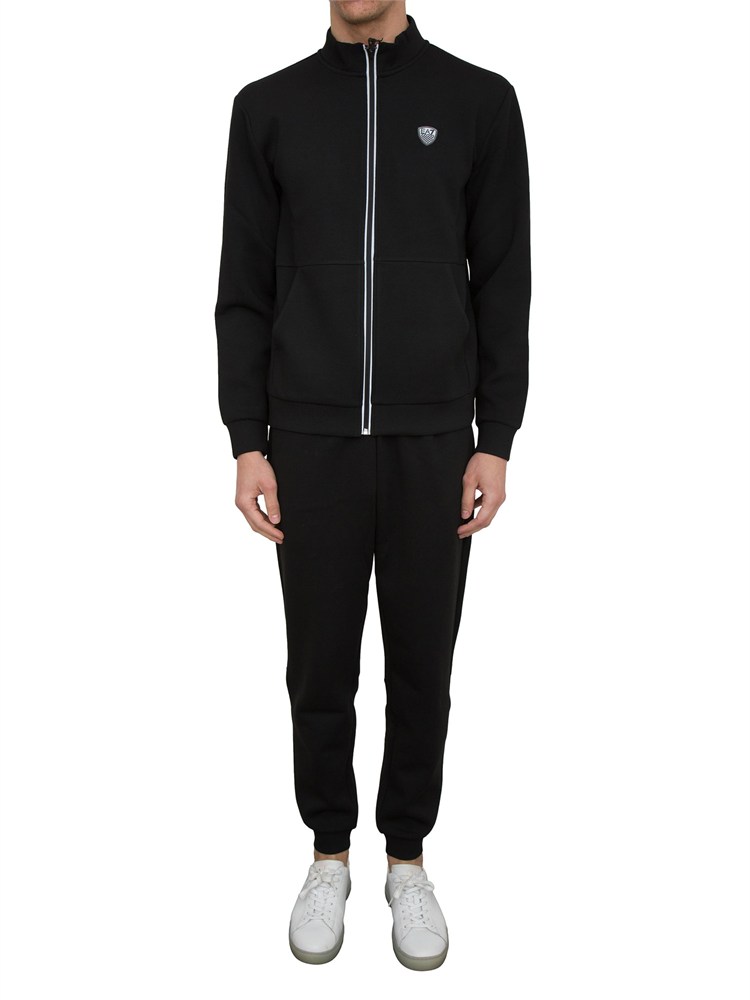 EA7 EMPORIO ARMANI Tuta sportiva Ea7 in misto viscosa con felpa full zip e pantaloni nero