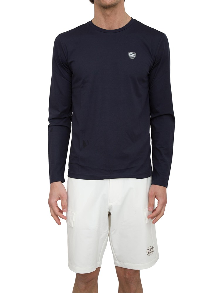 EA7 EMPORIO ARMANI T-shirt Ea7 a maniche lunghe in jersey stretch blu