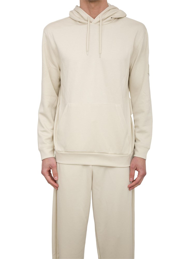 EA7 EMPORIO ARMANI Felpa con cappuccio EA7 Core Identity Unisex in misto viscosa stretch avorio