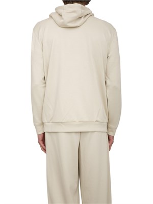 EA7 EMPORIO ARMANI Felpa con cappuccio EA7 Core Identity Unisex in misto viscosa stretch avorio in UOMO