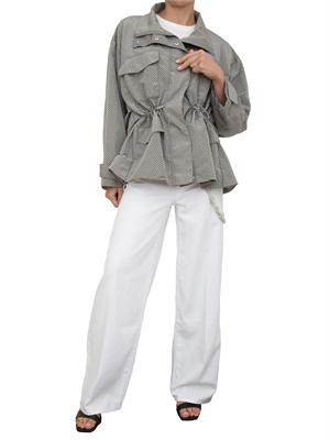 Pantaloni cinque tasche bianchi Pinko modello largo loose fit con catena gioiello in DONNA