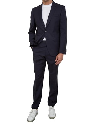 Abito Boss monopetto slim fit in lana vergine blu in UOMO
