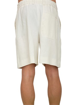 Bermuda Boss uomo in misto lino bianco panna con coulisse in vita in UOMO