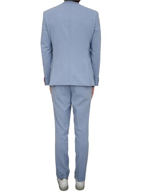 BOSS Abito Hugo tre pezzi slim fit in tessuto effetto lino azzurro in UOMO