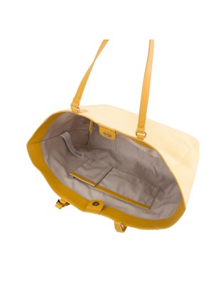 TWIN-SET Borsa a spalla Twinset in canvas giallo e ricamo logo lettering in DONNA