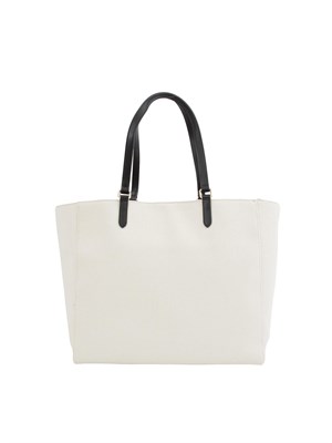 TWIN-SET Borsa a spalla Twinset in canvas color naturale e ricamo logo lettering in DONNA