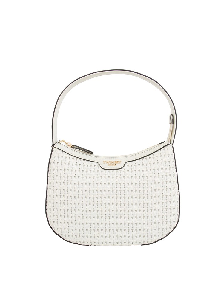 TWIN-SET Borsa hobo bianca Twinset lavorazione intrecciata
