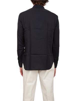 Camicia uomo Emporio Armani in misto cotone e lyocell blu in UOMO