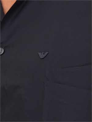 Camicia uomo Emporio Armani in misto cotone e lyocell blu in UOMO