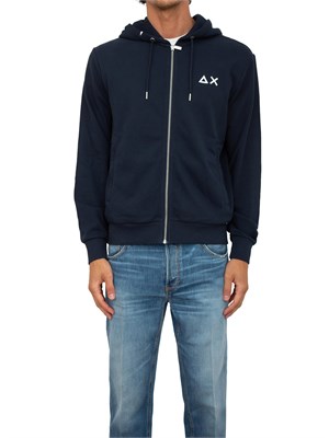 Felpa Sun68 hoodie in cotone blu navy in UOMO