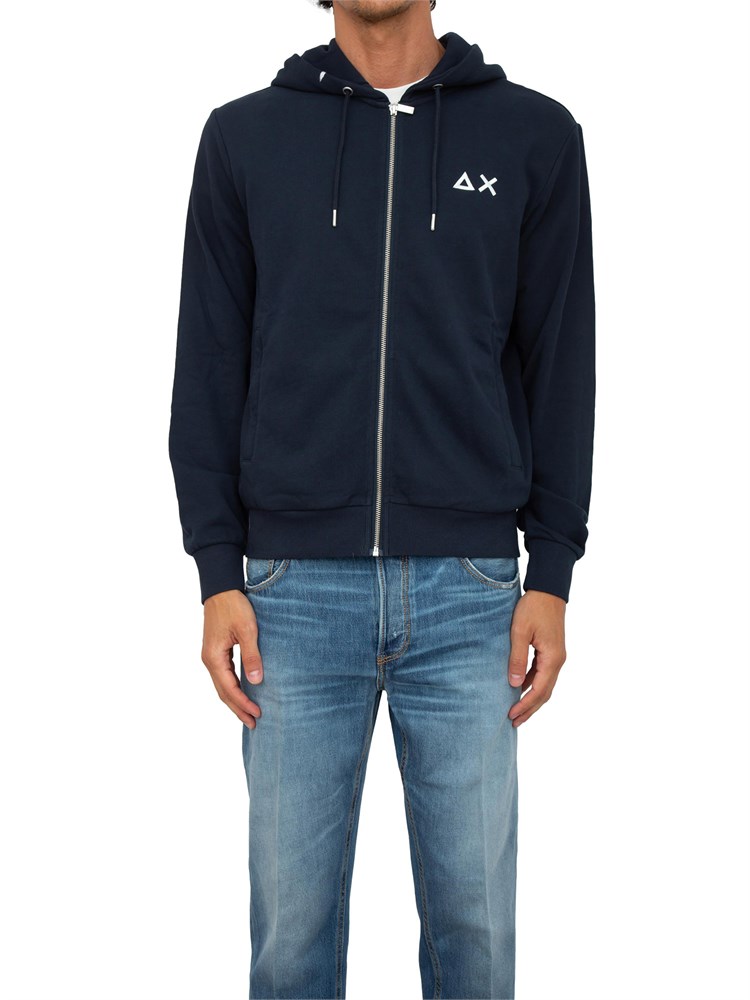 Felpa Sun68 hoodie in cotone blu navy