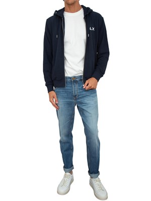 Felpa Sun68 hoodie in cotone blu navy in UOMO