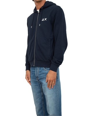Felpa Sun68 hoodie in cotone blu navy in UOMO