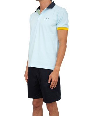 Polo Sun 68 in piquet di cotone azzurro in UOMO