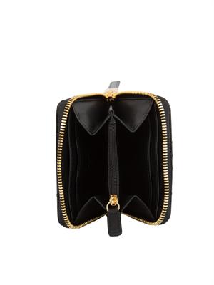 Portafoglio nero Elisabetta Franchi in ecopelle con zip e  logo oro in DONNA