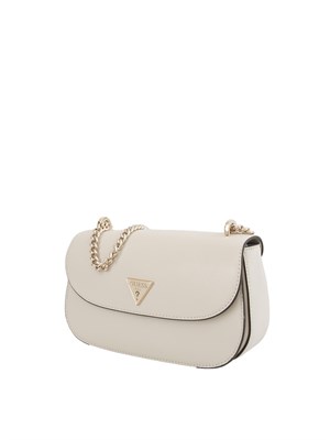 Borsa a spalla Guess Jeans in ecopelle color panna liscia con tracolla a catena in DONNA