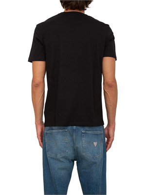 T-shirt uomo Guess Jeans in cotone nero con maxi logo davanti in UOMO