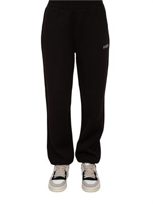 Pantalone jogger nero Guess Jeans donna con logo strass in DONNA