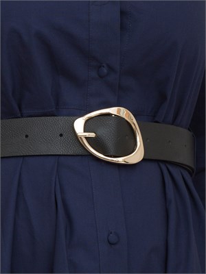 Abito lungo chemisier Kocca in cotone blu con chiusura bottoni e cintura in vita in DONNA
