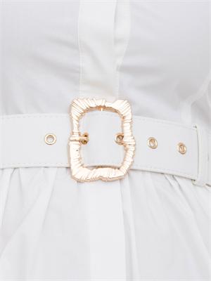 Abito corto Kocca in cotone bianco con cintura in vita e maniche corte ampie in DONNA