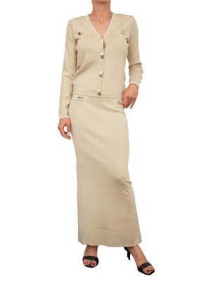 Gonna lunga Blugirl in maglia di lurex dorato con bottoni oro in DONNA