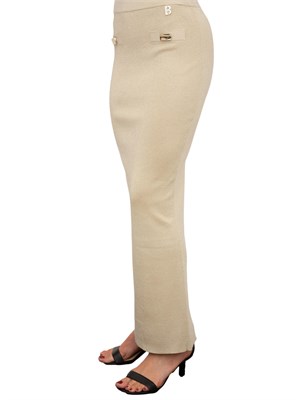 Gonna lunga Blugirl in maglia di lurex dorato con bottoni oro in DONNA
