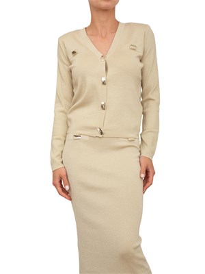 Cardigan Blugirl in viscosa di lurex dorato con bottoni oro in DONNA