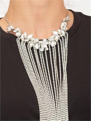 T-shirt nera Blugirl con collana di cristalli a frange in DONNA
