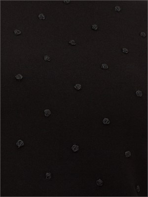 Abito corto Blugirl in maglia nera con ricamo rose e corallini in DONNA