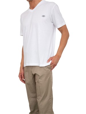 T-shirt uomo Liu Jo in misto cotone avorio con scollo V e logo in UOMO