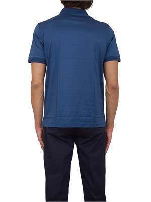 Polo con bottoni Corneliani blu chiaro in filo di Scozia in UOMO