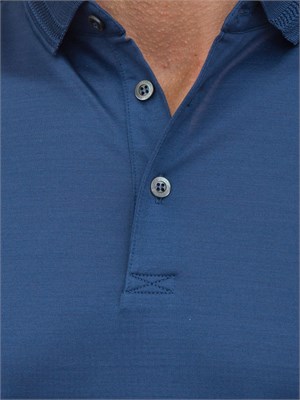 Polo con bottoni Corneliani blu chiaro in filo di Scozia in UOMO