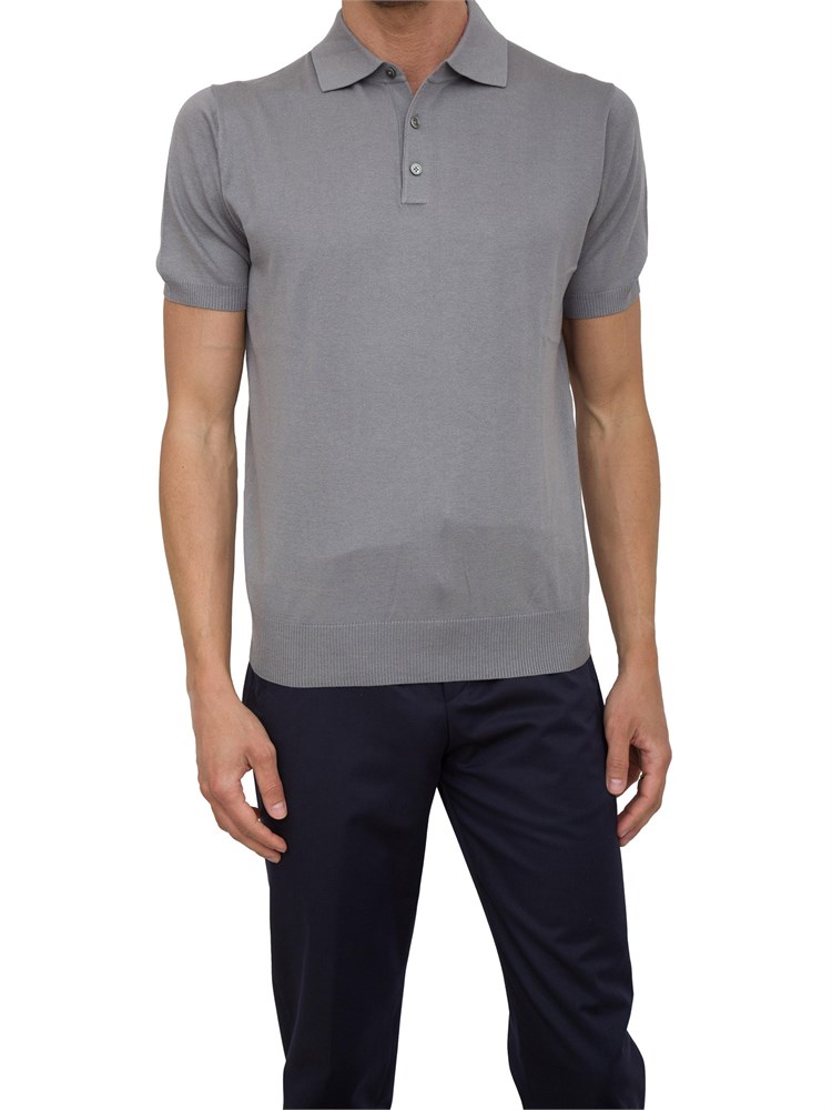 CORNELIANI Polo Coneliani grigio in misto seta