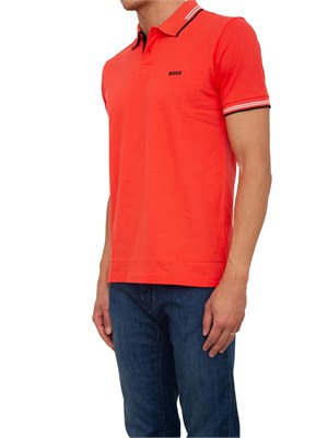 Polo slim fit Boss corallo in cotone elasticizzato con logo in UOMO