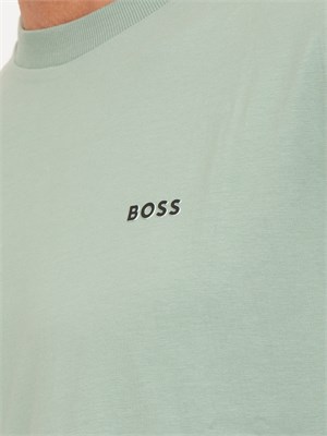 T-shirt Boss verde regular fit con logo a contrasto in UOMO