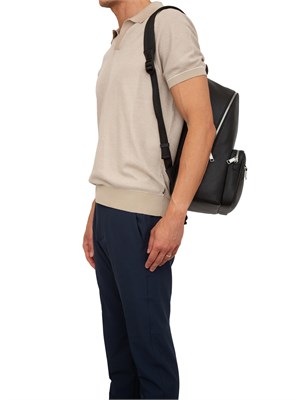 Maglia Boss in misto cotone beige con colletto Johnny in UOMO