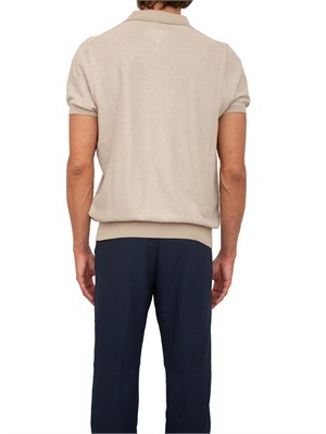 Maglia Boss in misto cotone beige con colletto Johnny in UOMO