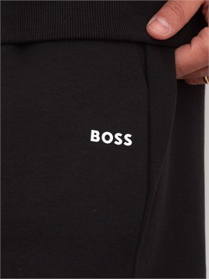 Tuta sportiva Boss nero in cotone elasticizzato con inserti a righe in UOMO
