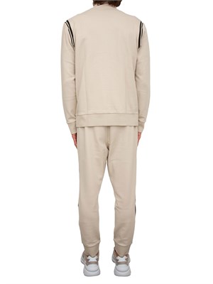 Tuta sportiva Boss beige in cotone elasticizzato con inserti a righe in UOMO