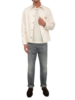 Giacca camicia uomo Emporio Armani in denim di cotone avorio in UOMO