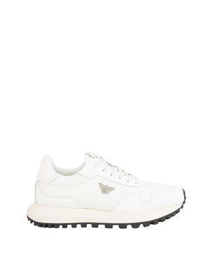 Sneaker uomo Emporio Armani in nylon e pelle bianca in UOMO