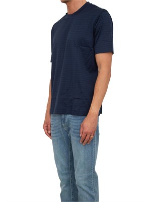 T-shirt uomo Emporio Armani in cotone blu con stampa logo lettering all-over in UOMO