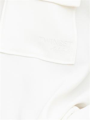 TWIN-SET Camicia Twinset Actitude in crêpe piquet bianco con tasconi applicati avanti in DONNA