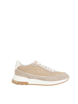 Sneaker beige La Martina uomo in tessuto e camoscio in UOMO