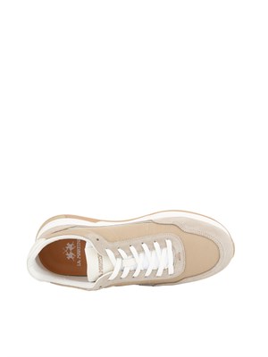 Sneaker beige La Martina uomo in tessuto e camoscio in UOMO
