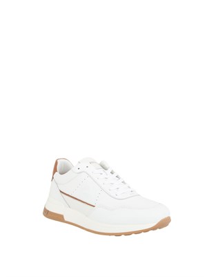 Sneaker uomo La Martina in pelle bianca con contrasti cammello in UOMO