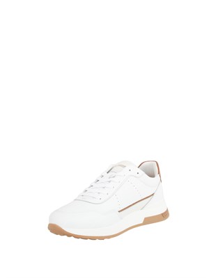 Sneaker uomo La Martina in pelle bianca con contrasti cammello in UOMO
