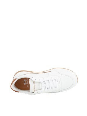 Sneaker uomo La Martina in pelle bianca con contrasti cammello in UOMO
