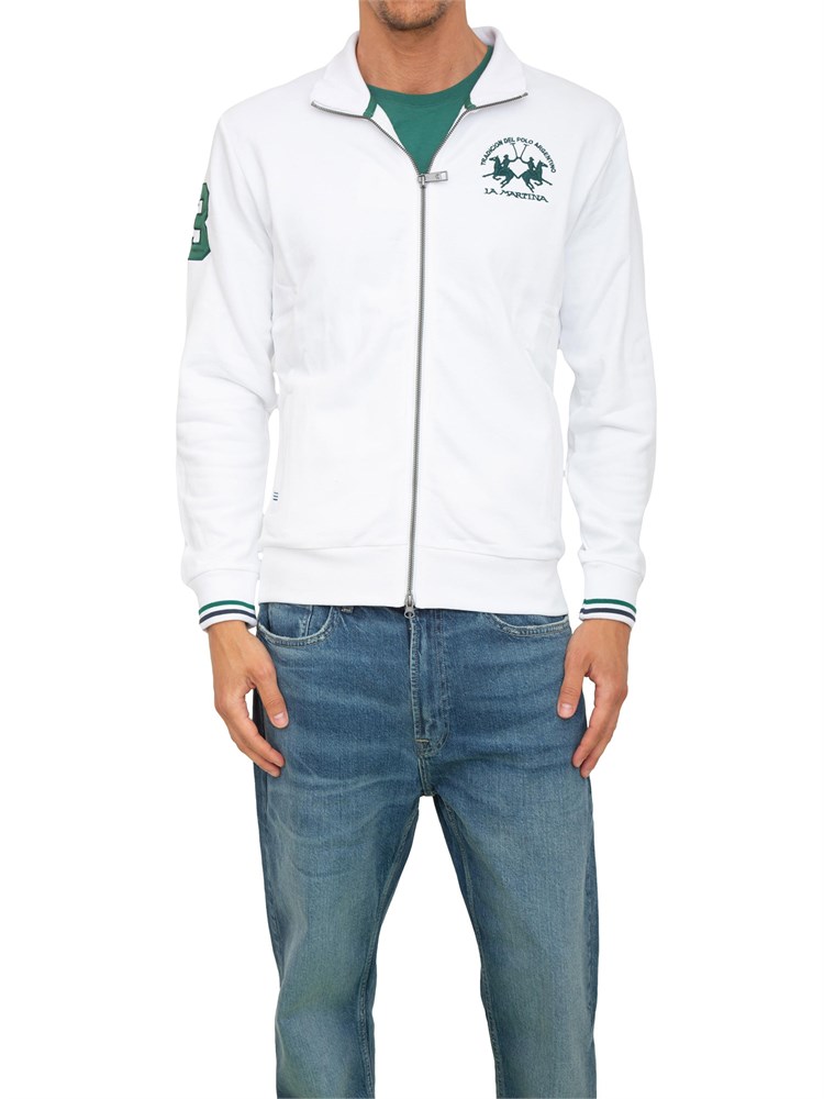 Felpa uomo La Martina in cotone french terry bianco regular fit
